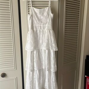 Lulu's White Tiered Ruffled Midi Sundress